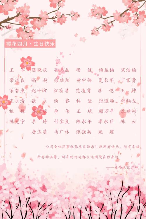 【生日祝?！抗ё?月生日的員工生日快樂！